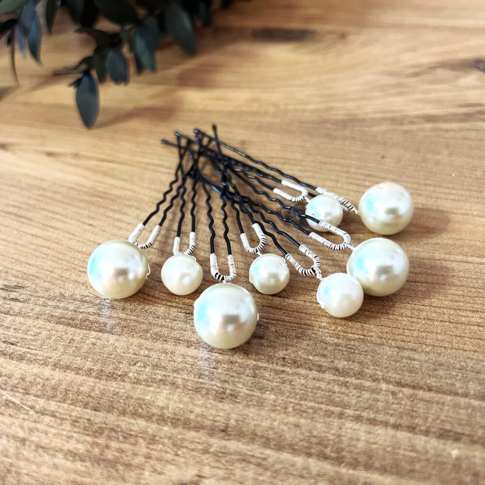 Pearl Wedding Hair Clip Set, Bridal Pins