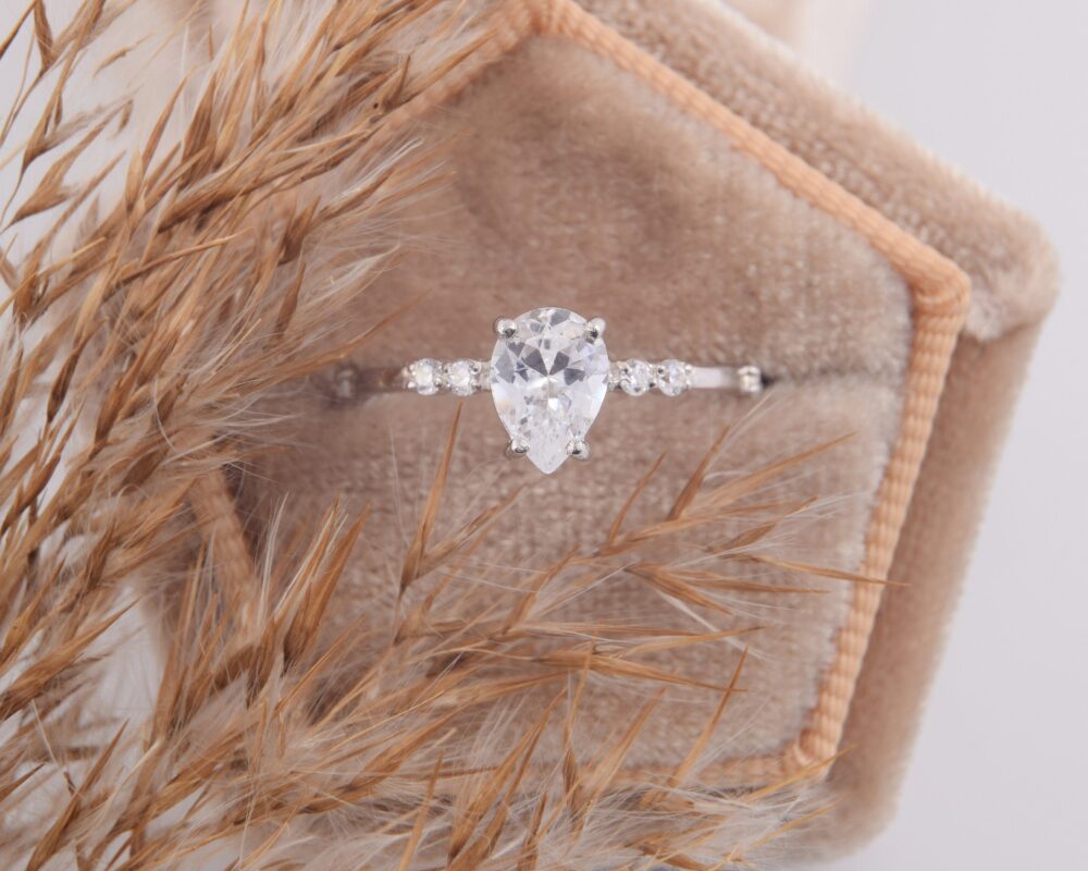 Dainty & Simple 925 Sterling Silver Pear Cut Cz Promise Ring For Her, Womens Tiny 0.7Ct Simulated Diamond Engagement
