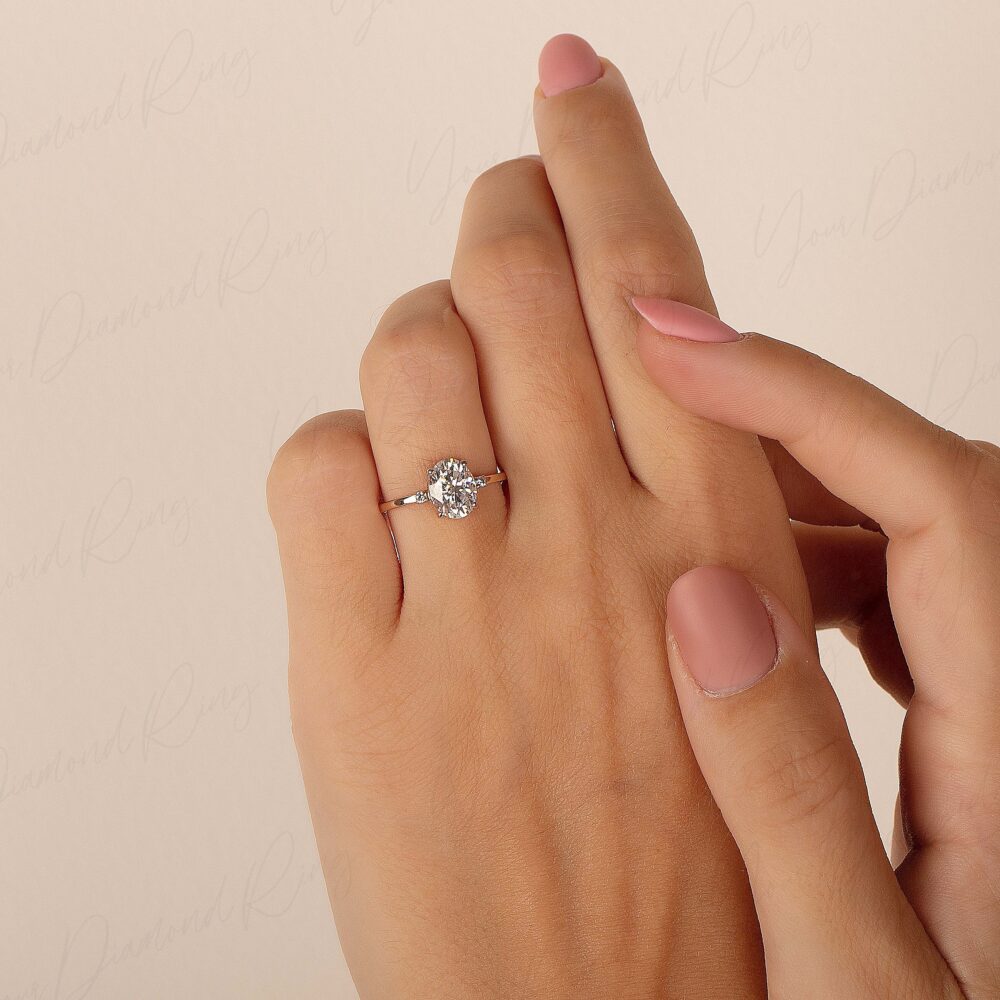 Dainty & Simple 1.5Ct Oval Simulated Diamond Promise Ring For Her, Womens Moissanite Engagement Ring, Anniversary Gift, Gold Wedding