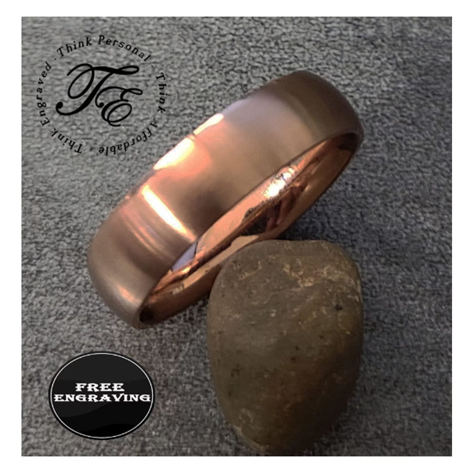 Engraved Rose Gold Promise Ring - Comfort Fit Band