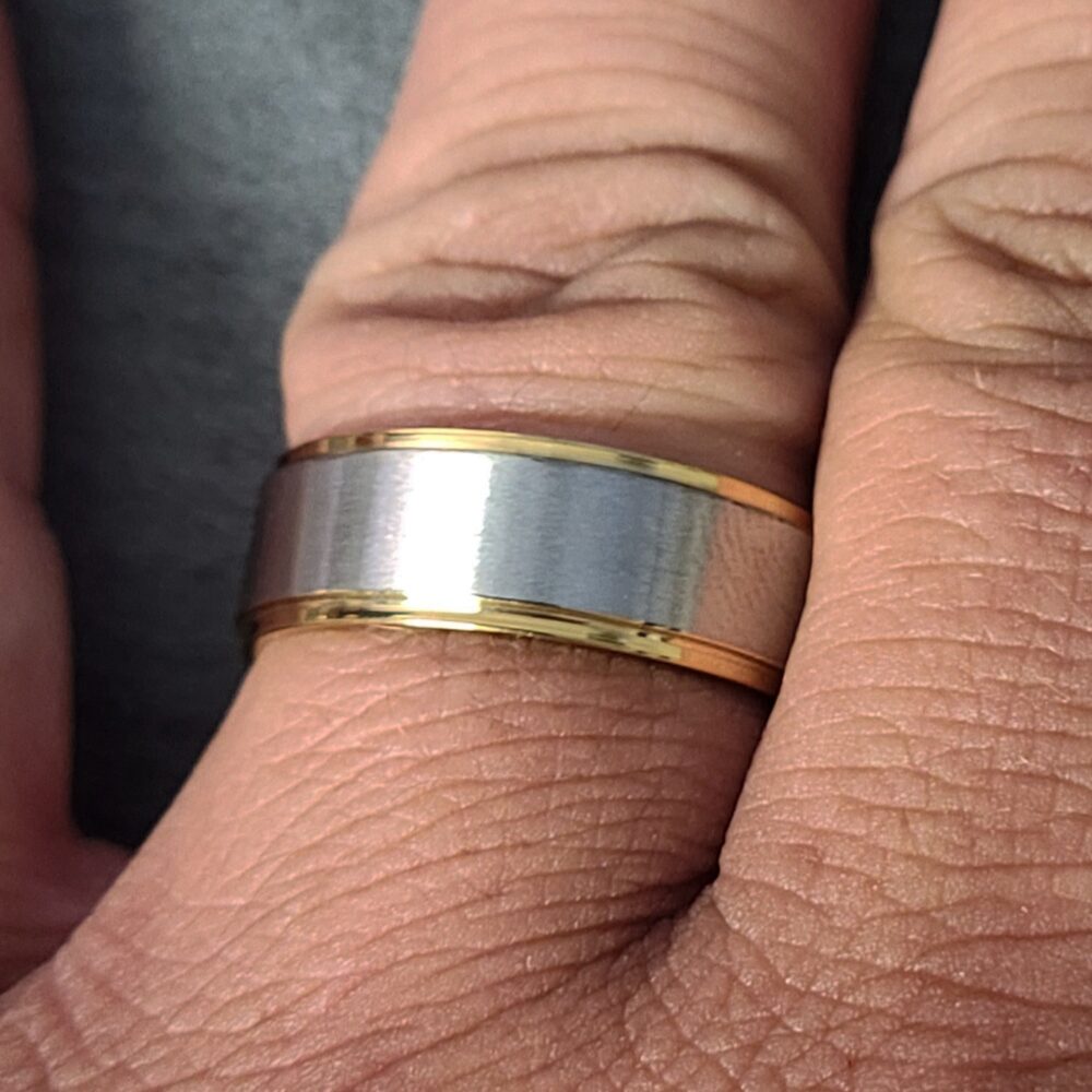 Personalized Gold & Silver Promise Ring - Handwriting Engraved Band
