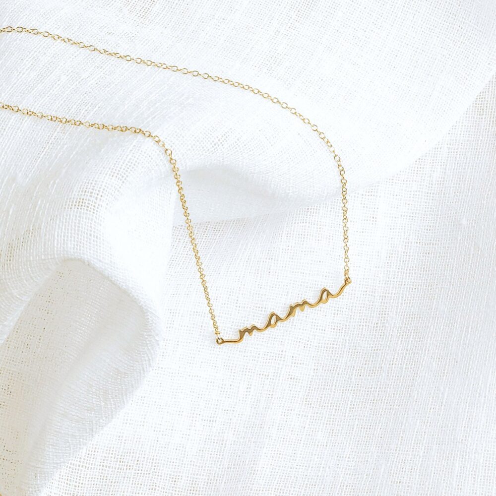 Mama Nameplate Necklace Custom Necklace Personalized Mothers Gift For Her Dainty Rose Gold Mom Christmas Gift