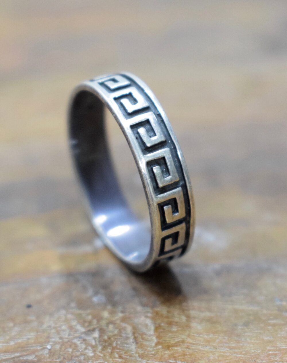 Ring Sterling Silver Thin Etched Band