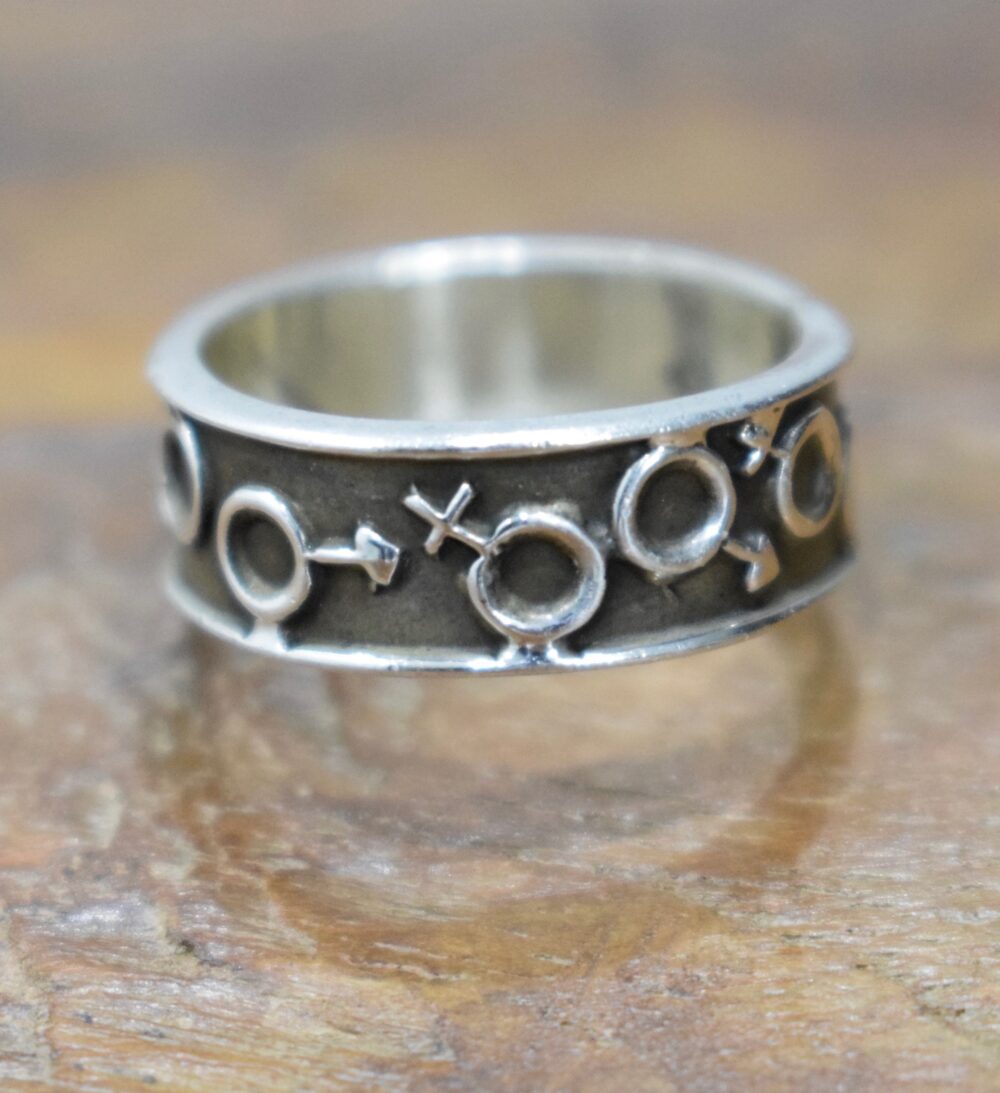 Ring Sterling Silver Etched Band