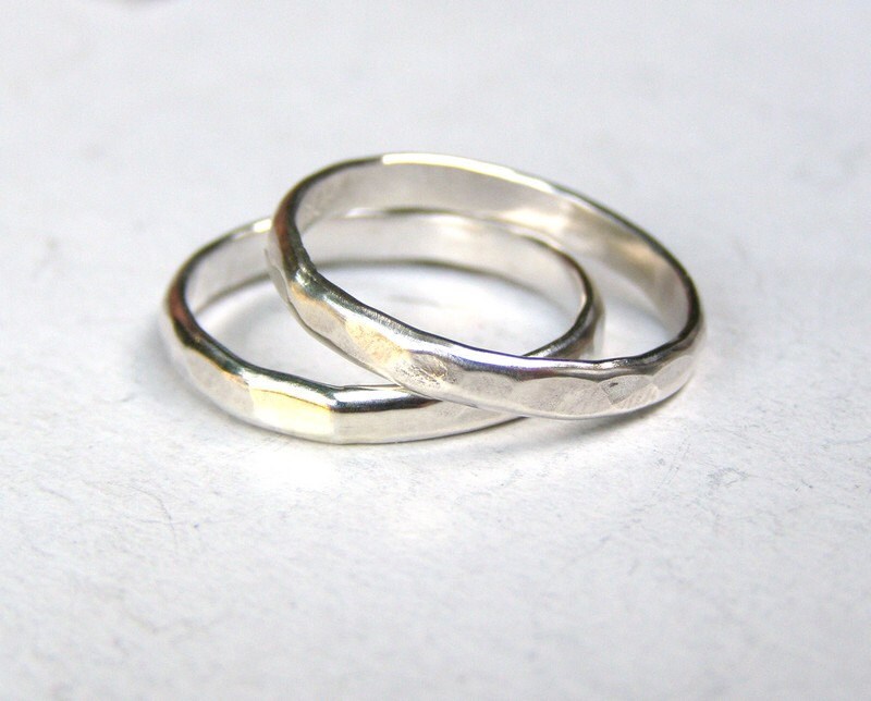 Wedding Band Set 3mm, Ring, Sterling Rings Bands Promise His & Hers
