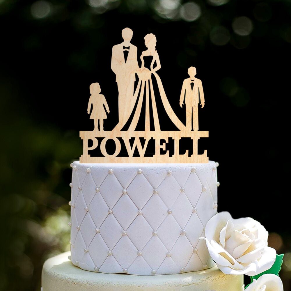 Wedding Cake Topper With Kids, Family Wedding Son, Custom Little Girl, Cake Baby, 0456