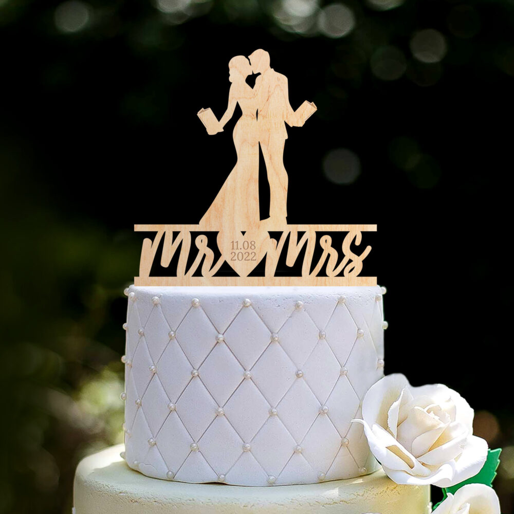 Book Lover Wedding Cake Topper, Literary Mr & Mrs Topper, Book Worm Topper, Book Topper, 0441