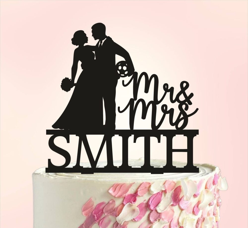 Soccer Wedding Cake Topper, Football Cake Topper, Funny Topper, Mr & Mrs Fan Topper