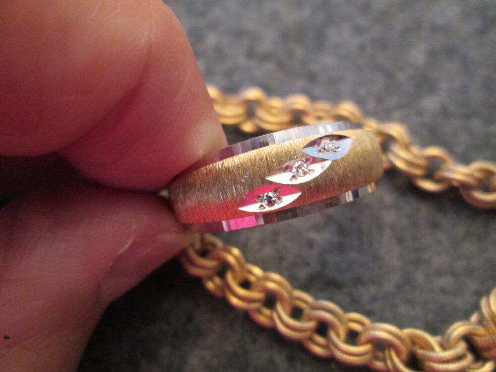Solid 14Kt. Gold Diamond Two Tone Wedding Ring>14Kt Gold Diamond Band, 14Kt Ring, Men's Men's Band, Men's