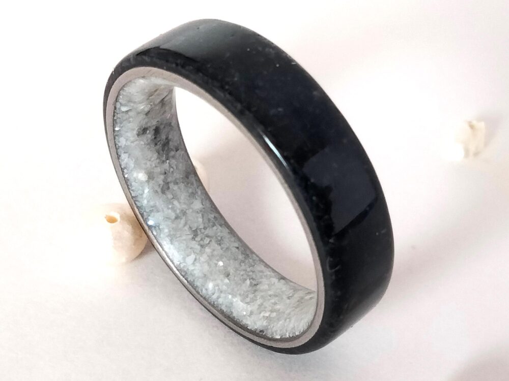 Black Titanium Mens Wedding Band - Matte Hammered Ring For Men Anniversary Gift Him