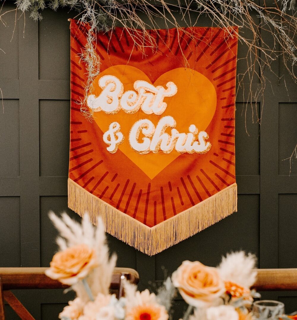Velvet Wedding Banner, Backdrop, Fringed Sign, Banner Flag, Fabric Signage, Alternative