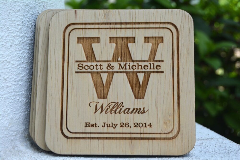 Wedding Favor Coasters, Wood Coasters Favor, Personalized