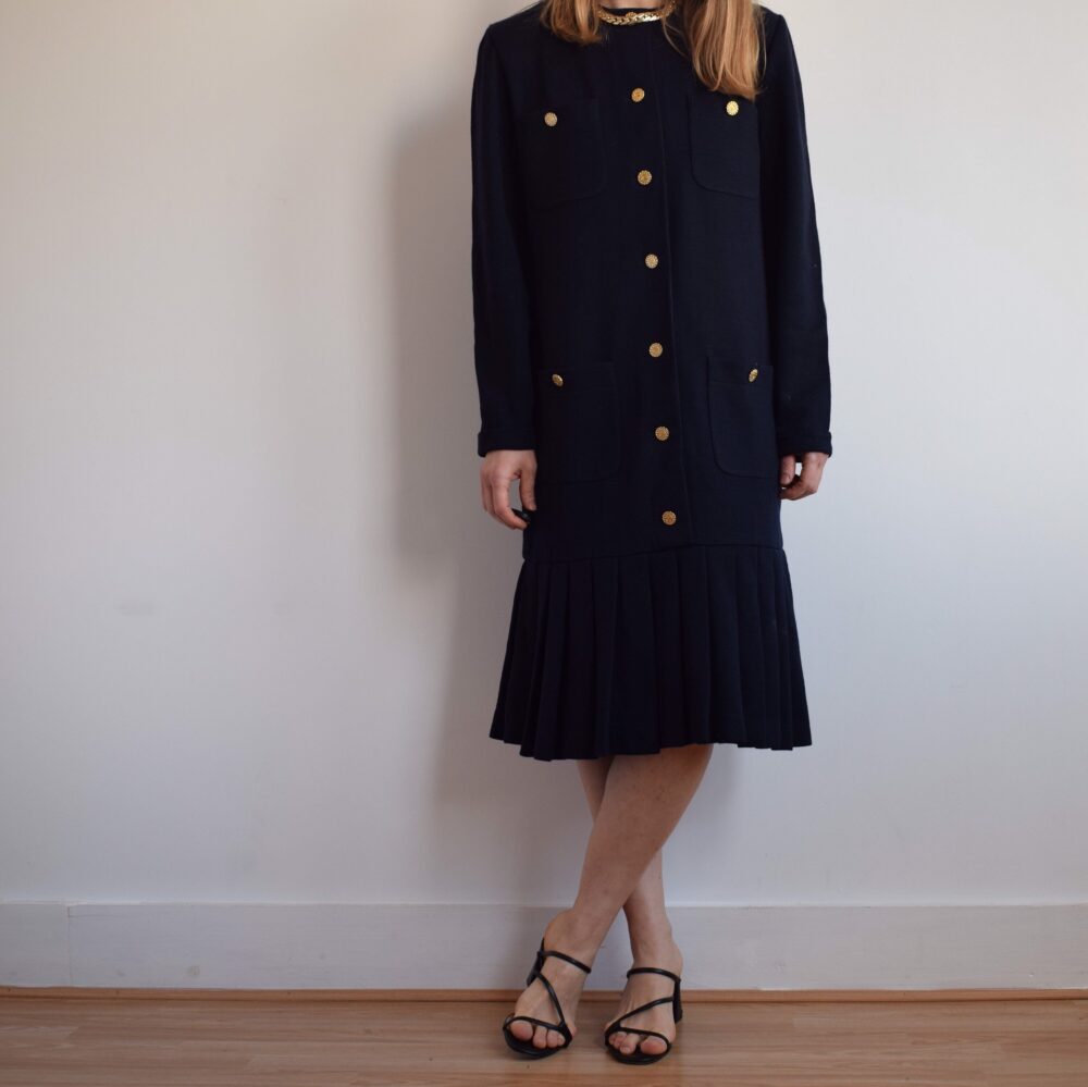 Vintage Dark Navy Blue Dress. Originally Women's Size M/L. 80's Era