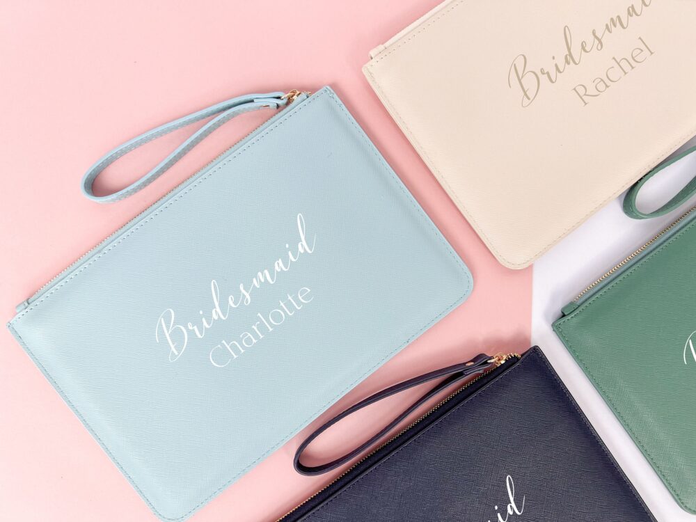 Bridesmaid Gifts Personalised Clutch Bag, Pouch, Proposal, Hen Party Gift, Personalized Bachelorette