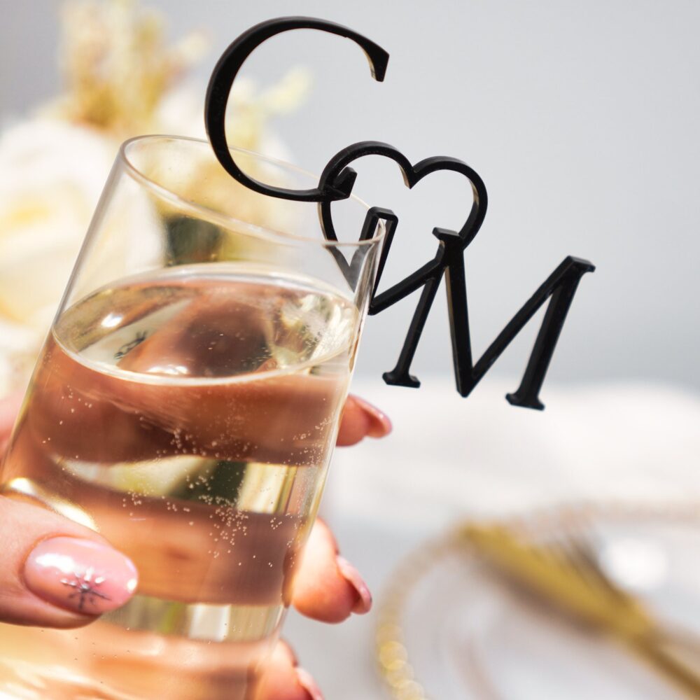 Wedding Drink Stirrer Alternative Champagne Topper Initial Tag Cocktail Glass Bar Sign Accessories Acrylic Wine Charm