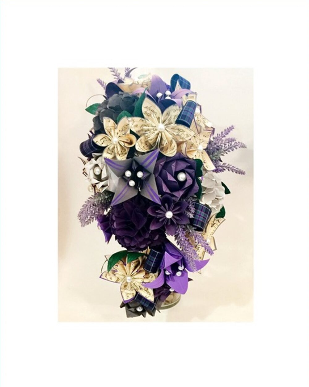Paper Flowers Cascading Wedding Bouquet - Your Choice Of Paper & Accent Colors, Custom One A Kind Wedding Bouquet, Origami Keepsake