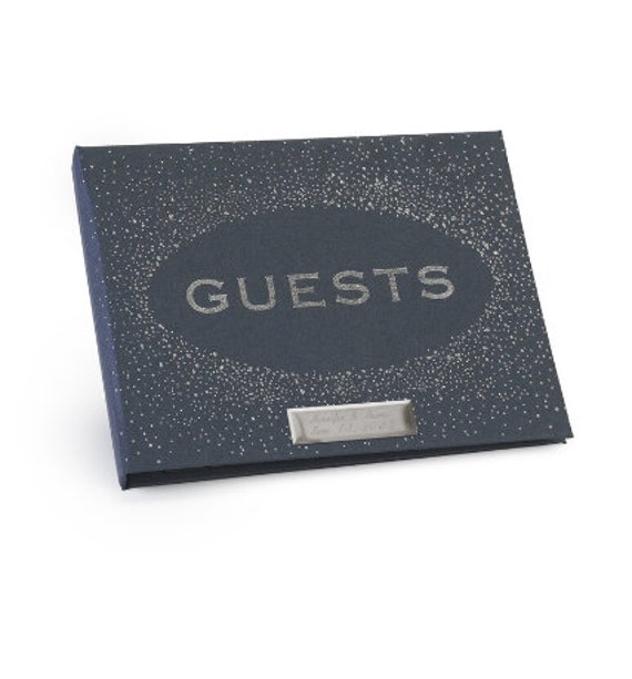 Navy Blue Wedding Or Party Guest Book With Silver Foil Nautical Patriotic Personalized