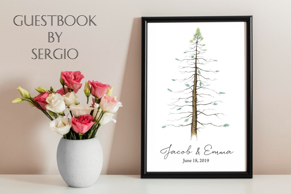 Wedding Guest Book Alternative - Pine Tree. Custom Wedding Guestbook Rustic Book Guest Book Ideas