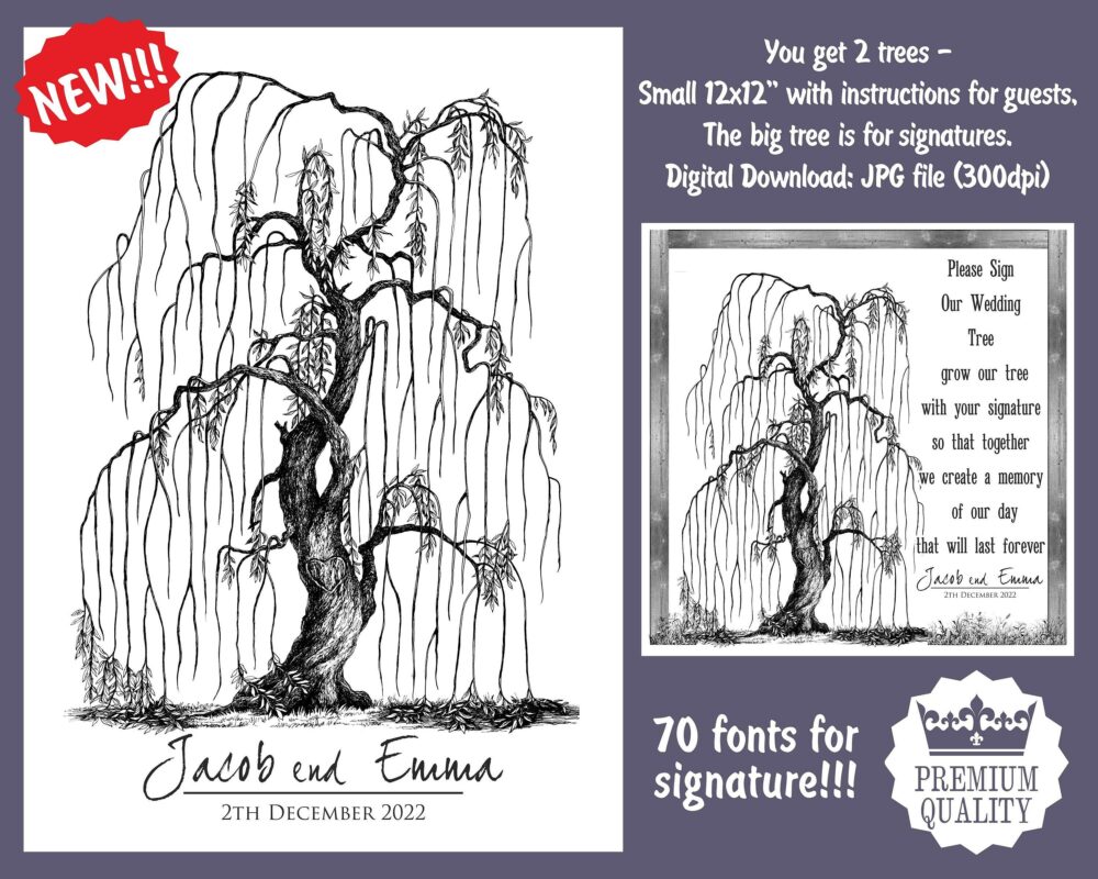 Weeping Willow Wedding Guest Book Alternative, Signature Tree