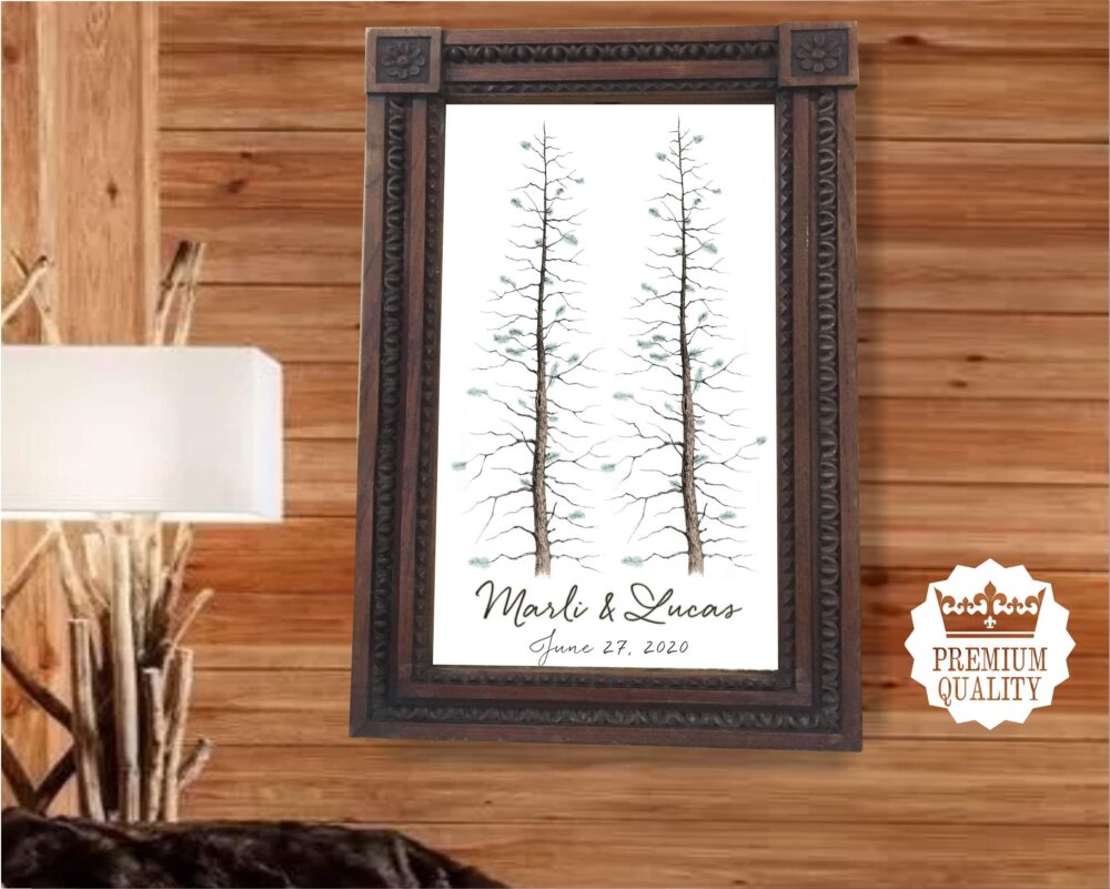 Rustic Pine Tree Wedding Guest Book Alternative Signature Keepsake