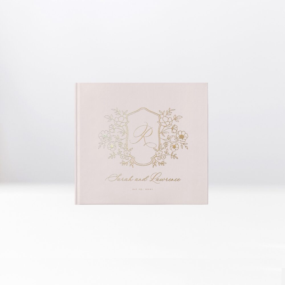 Real Gold Foil Wedding Guest Book Floral Hardcover Album