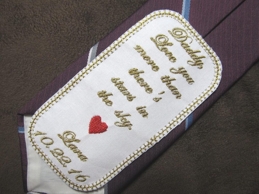 Wedding Tie Patch - Father Of The Bride Personalized Embroidered Shown With Gold Writing
