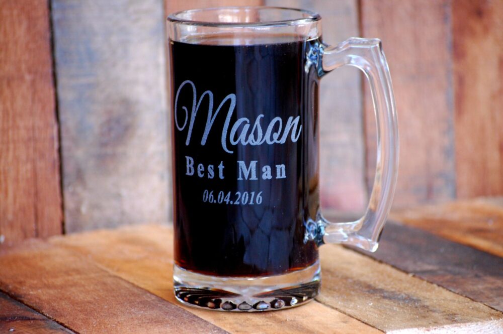 Wedding Beer Mugs Personalized Groomsmen Gifts Customized Mug Glass For Him Men