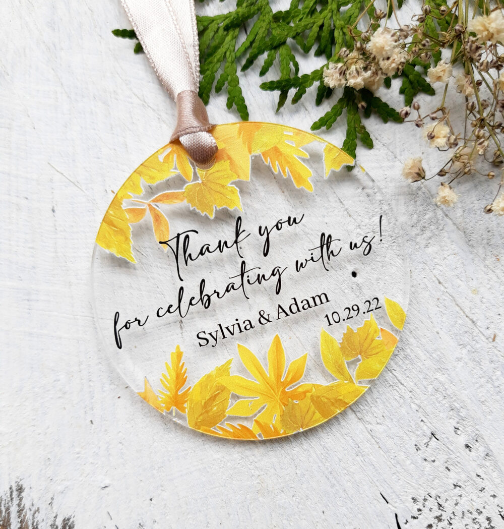 Fall Wedding Favors - Autumn Favor Ornaments Clear Acrylic Gifts For Guests Personalized