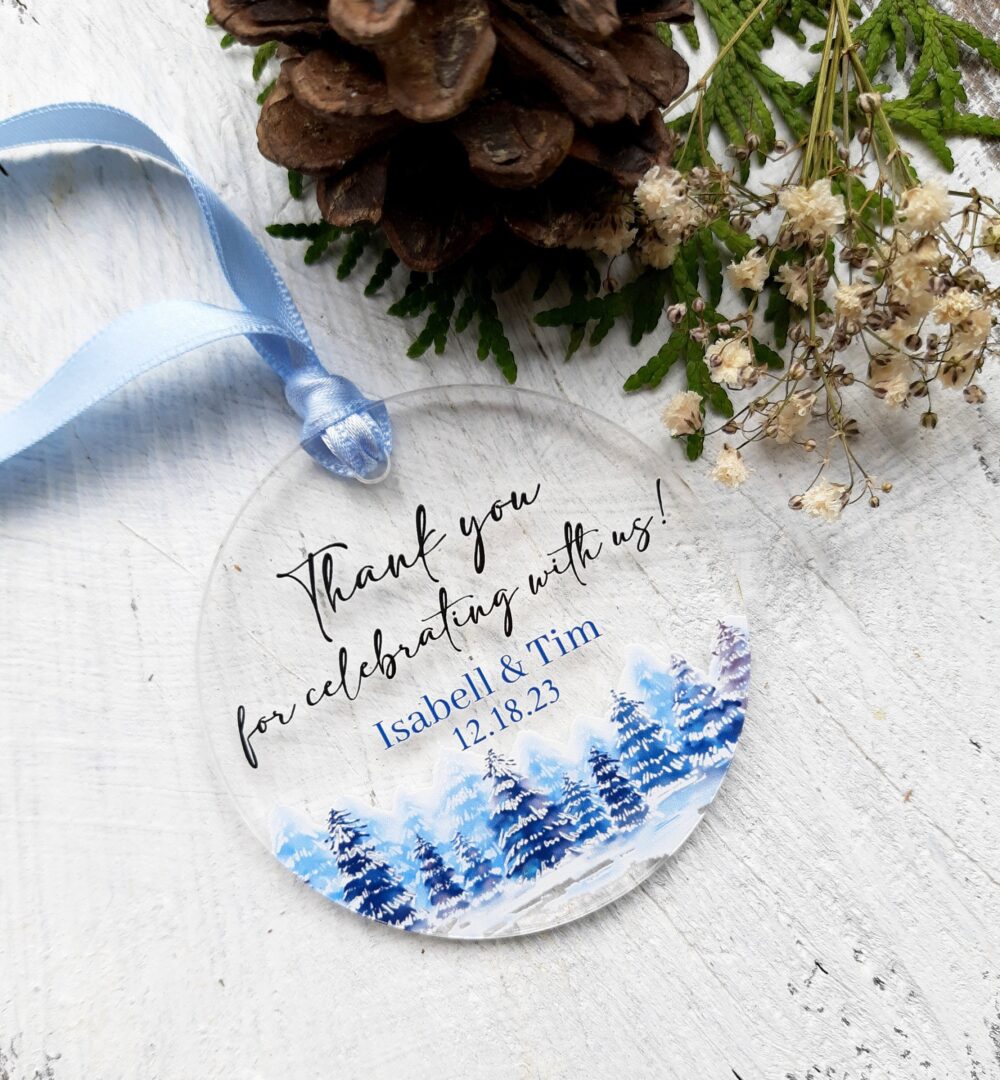 Wedding Favors - Winter Wedding Favor Ornaments Elegant Clear Acrylic Printed Gifts For Guests