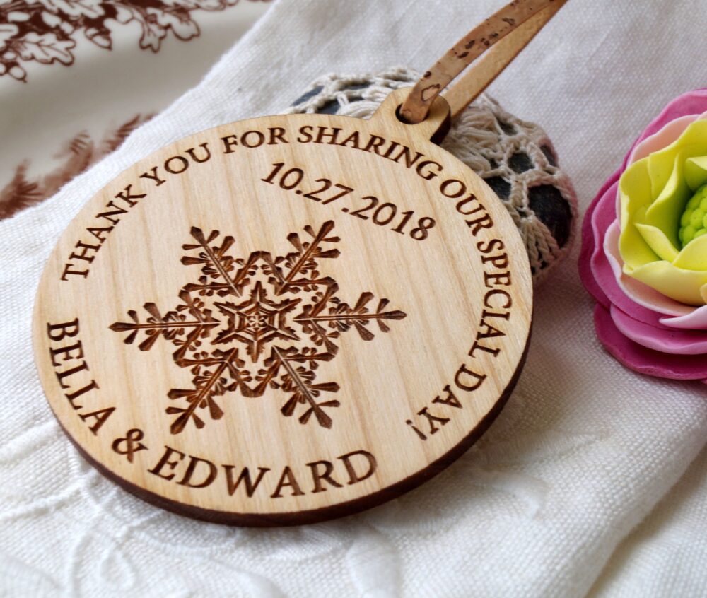 Wedding Favors, Wedding Favors For Guests, Favor Ornaments, Personalized Wooden Winter Set Of 25 Pc