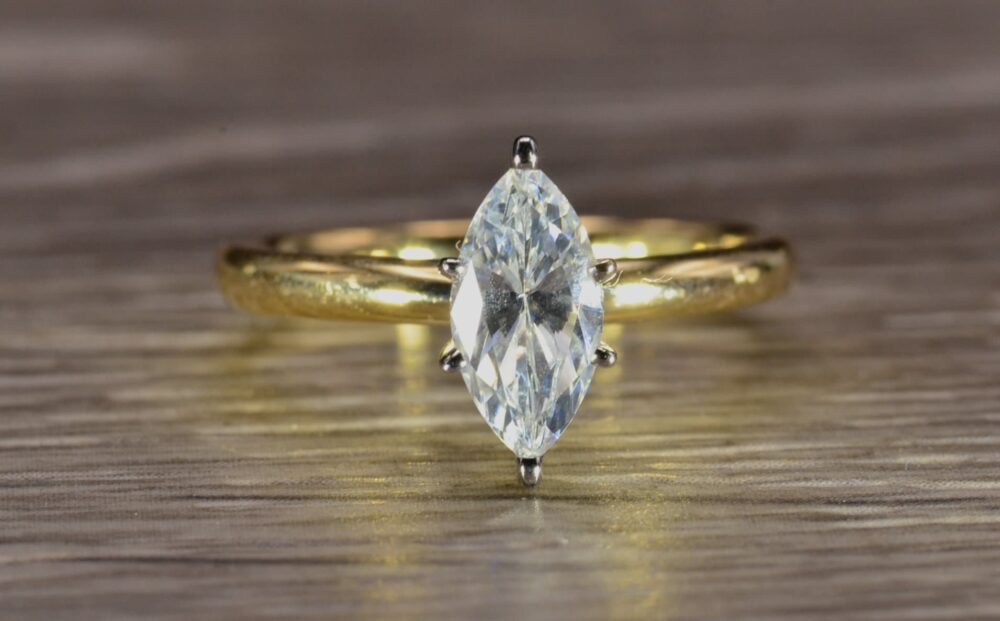 Yellow Gold Ring Set With Marquise Cz
