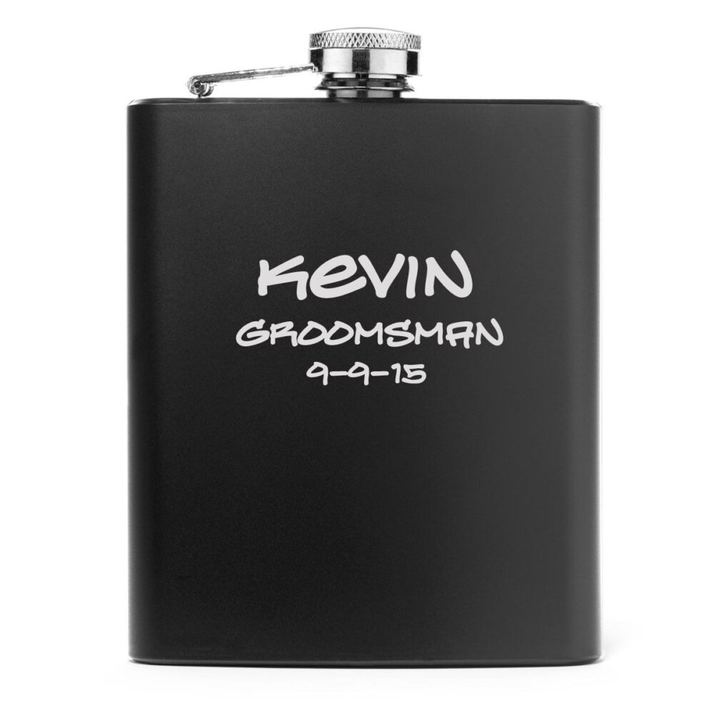 Engraved 7Oz Matte Black Stainless Steel Hip Flask Personalized Custom Groomsman Best Man Bridesmaid Wedding Gift