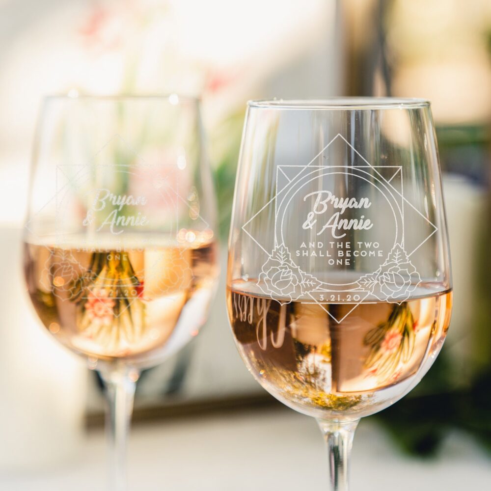 Personalized Wedding Wine Glass - Engagement Gifts, Gift For Couples, Couples Names Glass, Design Us2
