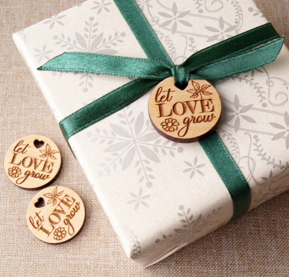 Wedding Favor Tags - Thank You For Wedding Favors Wooden Let Love Grow Custom Personalized Set Of 10 Pc