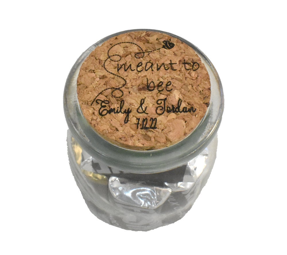 Glass Jar With Cork Lid Wedding Favors For Guests in Bulk - Meant To Bee Theme - Honey Custom