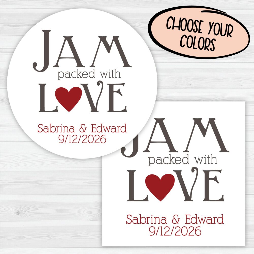 Jam Packed With Love | Wedding Favor Sticker For Jars Labels 216-Wh