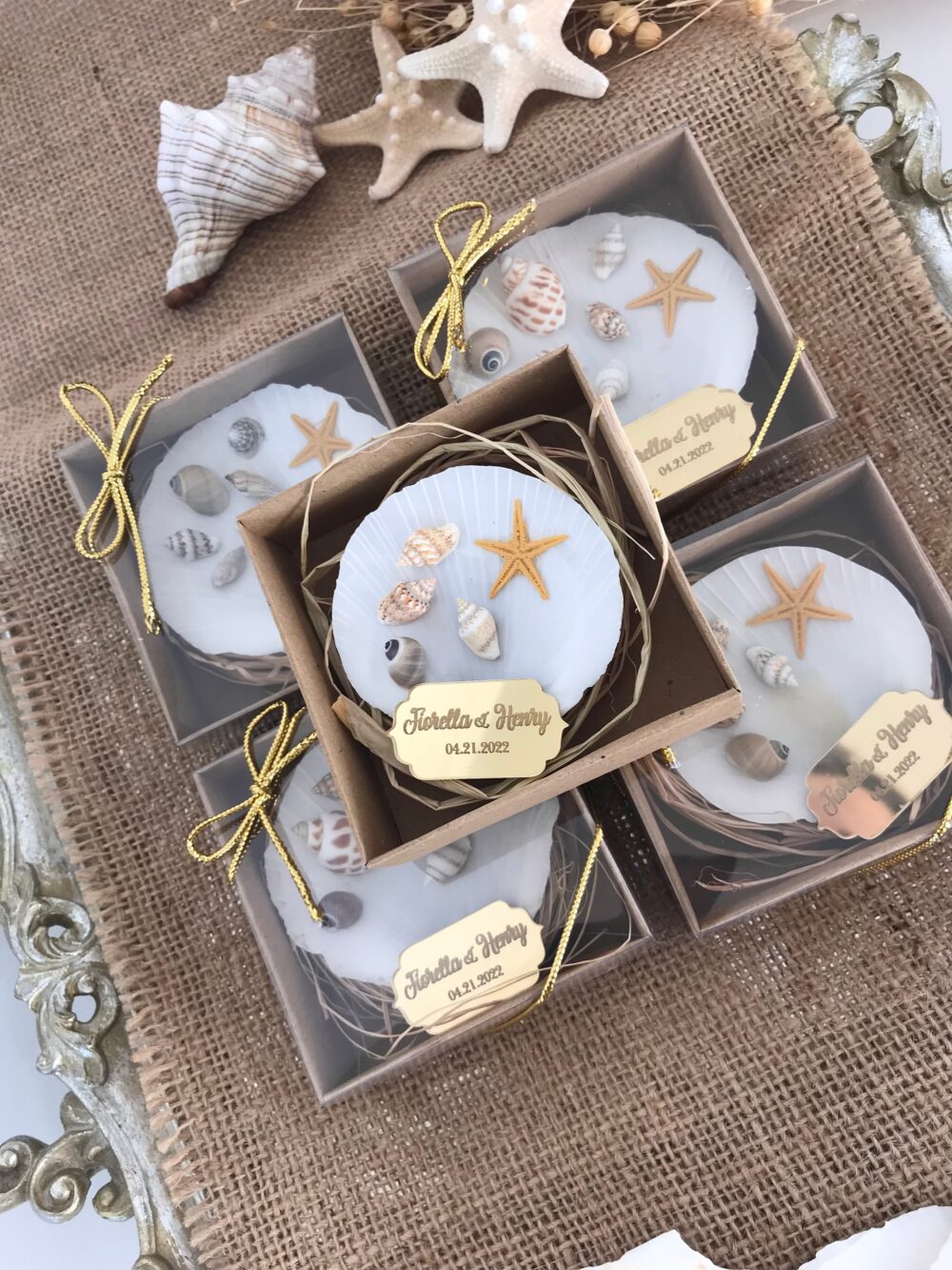 Seashell Wedding Favors Personalized Beach Bridal Shower Magnets