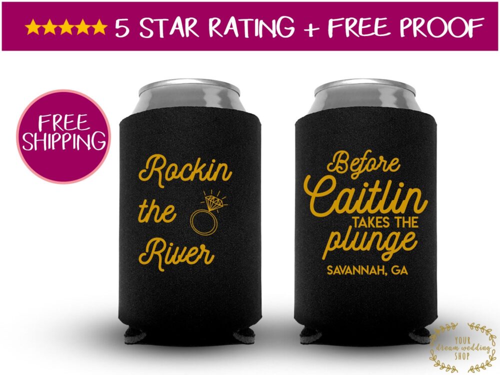 Bachelorette Party Favor, Wedding Favors, Personalized Can Cooler, Bach Party, Wedding, Beer Happily Ever After, Bulk Favors