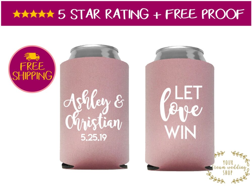Wedding Favors, Favor, Personalized Can Cooler, Rustic Wedding, Beer Eat Drink & Be Married, Bulk Favors