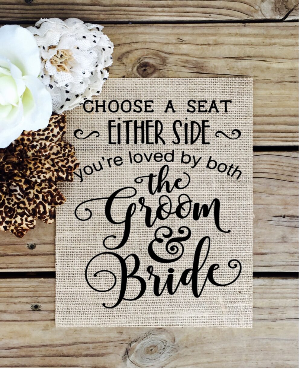 Burlap Wedding Sign - Choose A Seat, Ceremony Decor | 8x10 Print