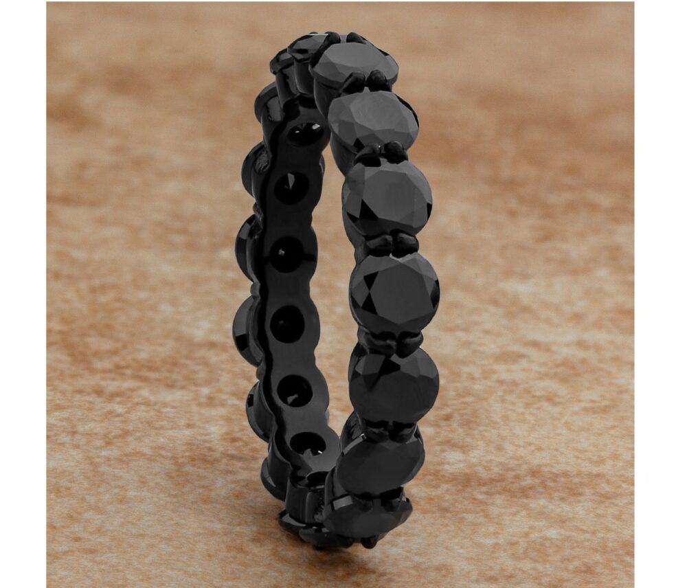 Black Cz Titanium Eternity Ring - 4mm Wedding Band