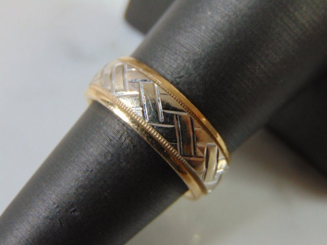 Mens Womens Vintage Estate 14K White Gold Band Ring, 7.1G E1650