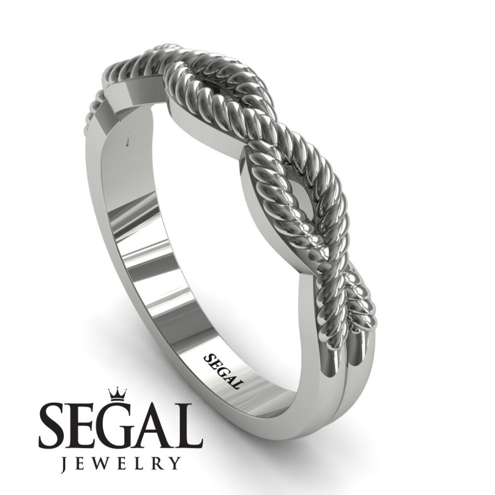 Mens Wedding Band White Gold Unique Ring Gift For Him Unisex Luxury