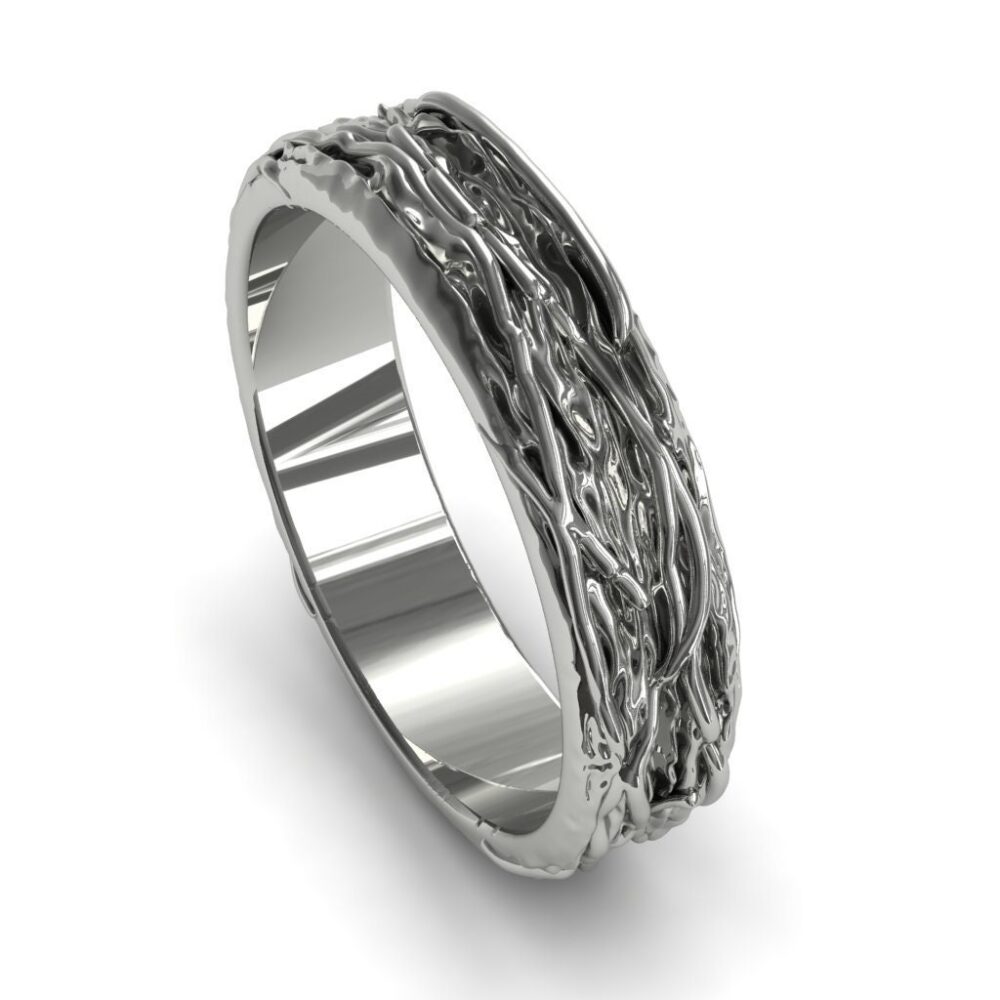 Unique Mens Ring Wedding Band White Gold Unisex Ring Gift For Him Luxury