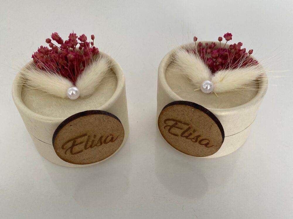 Rustic Wedding Favor Box Cream Box With Dried Flowers & Personalized Tag