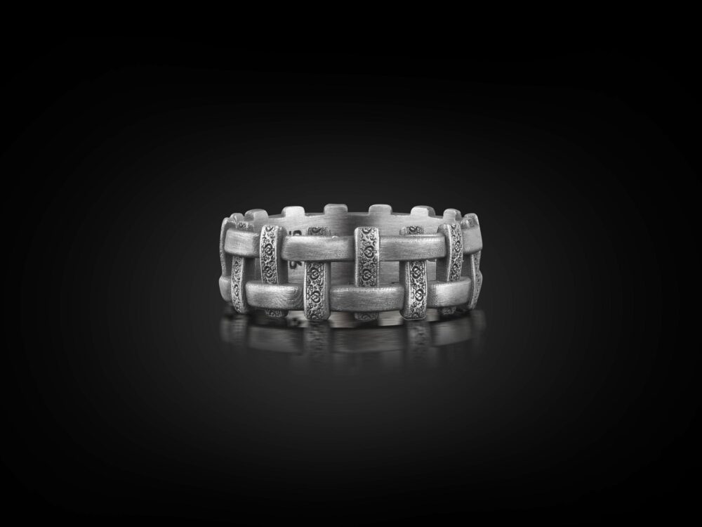 Cross Weave Mens Band Ring For Men Sterling Silver, Unusual Braided Best Friend, Chunky Silver Ring, Male Husband Gift