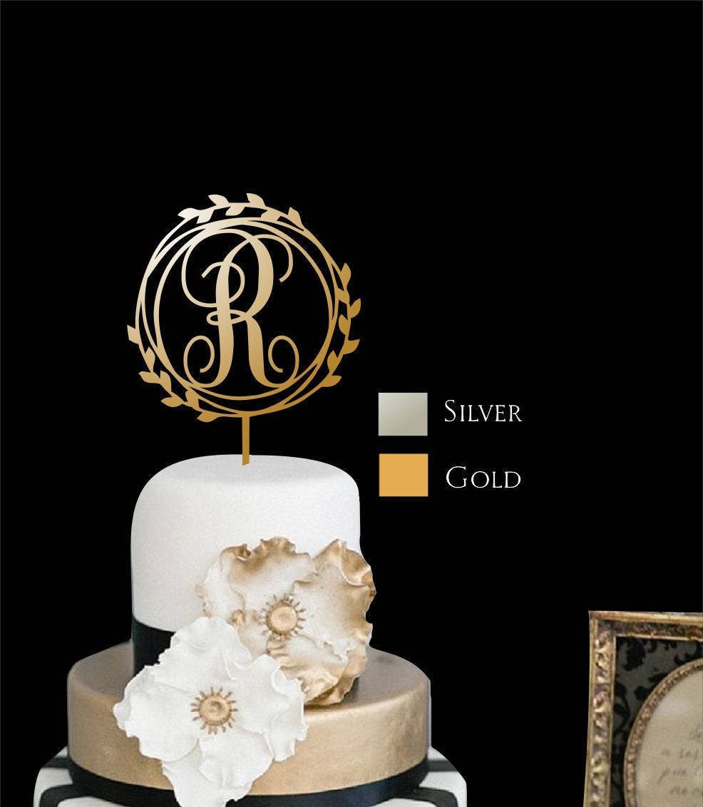 Monogram Cake Topper R - Wedding Gold Please Enter Your Phone Number in The "Note To Seller"
