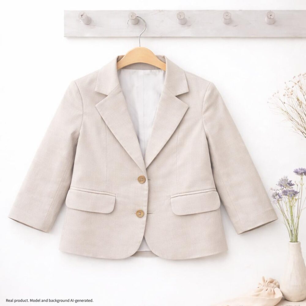Sale - Size Uk 3-4/Us 4 Beige Toddler Linen Blazer, Boys Wedding Jacket Outfit, Ring Bearer Suit Ceremony Blazer