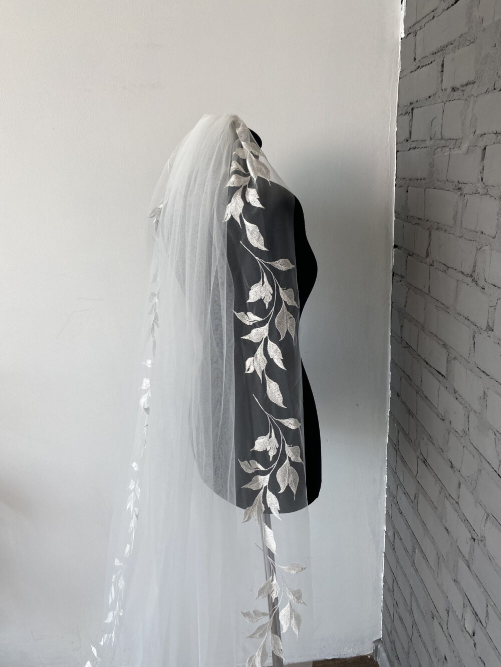 Wedding Lace Leaf Veil Wedding Cathedral Chapel Length One Layer Bridal With Comb Fingertip Floor Short Boho