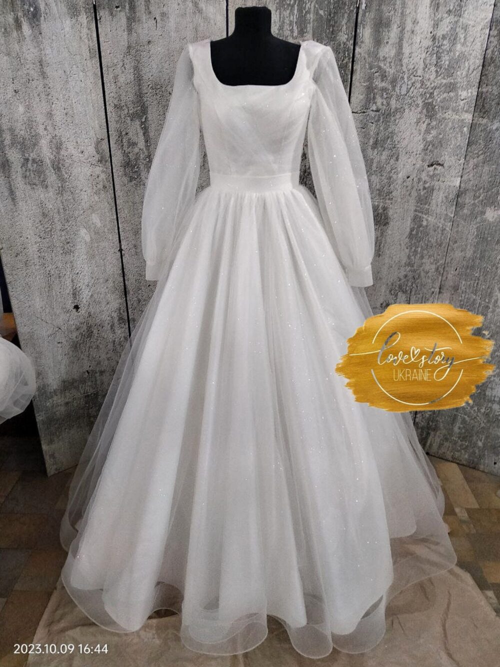 Fairy Bohemian Bridal Gown, Glitter Wedding Gown, Closed Back Gown, Square Neckline Gown, Sparkle Dress, Modest Gown